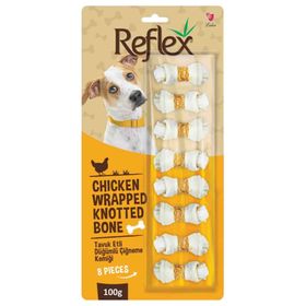 Reflex 8x100 gr Tavuk Etli Düğümlü Köpek Ödül Kemiği