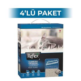 Reflex Hassas Kediler için Parfümsüz Topaklaşan Bentonit 4x6 lt Kedi Kumu