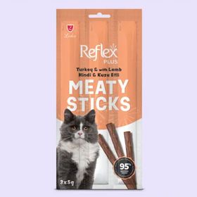 Reflex Plus 15 gr 3 Adet Hindili ve Kuzu Etli Tahılsız Kedi Ödül Çubuğu