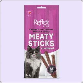Reflex Plus 15 gr 3 Adet Tavuk ve Kızılcıklı Kısırlaştırılmış Kedi Ödül Çubuğu