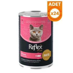 Reflex Plus 395 gr 24 Adet Pate İçinde Somonlu Yavru Konserve Kedi Maması