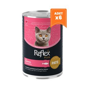 Reflex Plus 395 gr 6 Adet Pate İçinde Somonlu Yavru Konserve Kedi Maması
