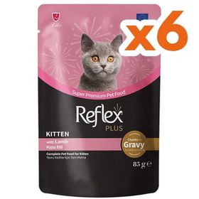 Reflex Plus 6x85 gr Kitten Pouch Kuzu Etli Yavru Kedi Yaş Maması