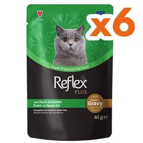 Reflex Plus 6x85 gr Pouch Gravy Ördek Ve Tavşan Soslu Kedi Yaş Maması