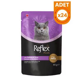 Reflex Plus 85 gr 24 Adet Jöle İçinde Somonlu ve Ton Balıklı Pouch Yetişkin Konserve Kedi Maması
