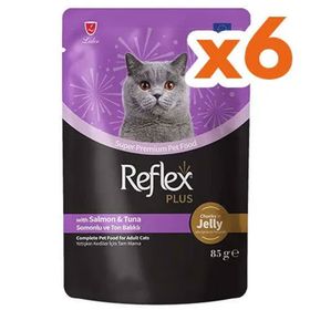 Reflex Plus 85 gr 6 Adet Jöle İçinde Somonlu ve Ton Balıklı Pouch Yetişkin Konserve Kedi Maması