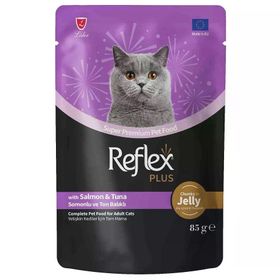 Reflex Plus 85 gr Jöleli Somonlu ve Ton Balıklı Kedi Konservesi