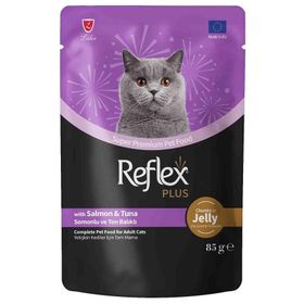 Reflex Plus 85 gr Jöleli Somonlu ve Ton Balıklı Kedi Konservesi