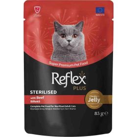 Reflex Plus 85 gr Sos İçinde Parça Biftek Etli Kısırlaştırılmış Kedi Konservesi