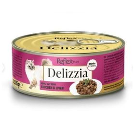 Reflex Plus Delizzia Sos İçinde Tavuklu ve Ciğerli Parça Etli 85 gr Yetişkin Kedi Konservesi