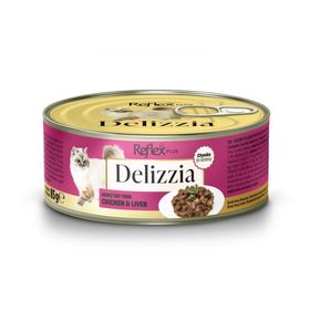 Reflex Plus Delizzia Sos İçinde Tavuklu ve Ciğerli Parça Etli 85 gr Yetişkin Kedi Konservesi