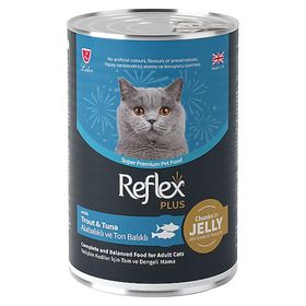 Reflex Plus Jöle İçinde Alabalıklı ve Ton Balıklı 400 gr Yetişkin Konserve Kedi Maması