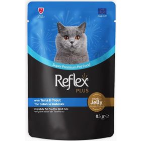 Reflex Plus Jöle İçinde Et Parçacıklı Ton Balıklı ve Alabalıklı 85 gr Yetişkin Kedi Maması
