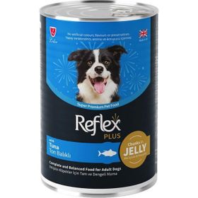 Reflex Plus Jöle İçinde Parça Etli Ton Balıklı 400 gr Yetişkin Köpek Konserve Maması