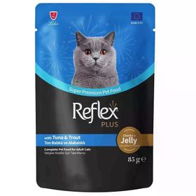 Reflex Plus Jöleli Ton Balıklı ve Alabalıklı 85 gr Yetişkin Kedi Konservesi
