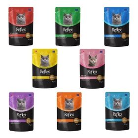 Reflex Plus Karışık 8 Lezzet Pouch 24x85 gr Konserve Kedi Maması