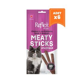 Reflex Plus Meaty Sticks Tavuklu ve Kızılcıklı Etli 3x5 gr 6 Adet Kedi Ödül Maması