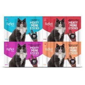 Reflex Plus Mini Mix Somonlu Kuzu Etli Biftekli Kısır Tavuk 20x2 gr Kedi Ödülleri