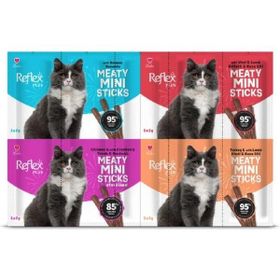 Reflex Plus Mini Mix Somonlu Kuzu Etli Biftekli Kısır Tavuk 20x2 gr Kedi Ödülleri