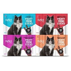 Reflex Plus Mini Mix Somonlu Kuzu Etli Biftekli Kısır Tavuk 20x2 gr Kedi Ödülleri