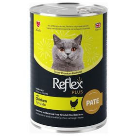 Reflex Plus Pate 395 gr 12 Adet Et Parçacıklı Tavuklu Kısırlaştırılmış Kedi Konservesi