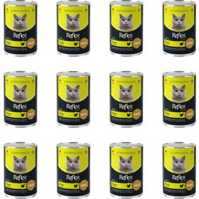 Reflex Plus Pate 395 gr 12 Adet Et Parçacıklı Tavuklu Kısırlaştırılmış Kedi Konservesi