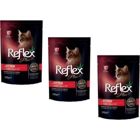 Reflex Plus Pouch Kitten Kuzu Etli 100 gr x 3 Yavru Kedi Yaş Maması
