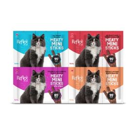 Reflex Plus Somonlu Kuzu Etli Biftekli Tavuklu Mini 20x40'lı Kedi Ödül Çubuğu