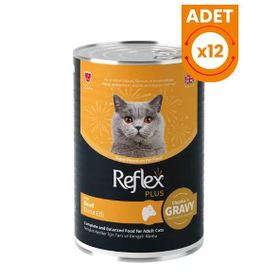 Reflex Plus Sos İçinde Dana Etli 12x400 gr Yetişkin Konserve Kedi Maması
