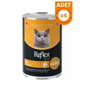 Reflex Plus Sos İçinde Dana Etli 6x400 gr Yetişkin Konserve Kedi Maması