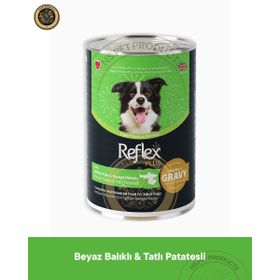 Reflex Plus Sos İçinde Et Parçacıklı Beyaz Balıklı ve Tatlı Patatesli 400 gr Yetişkin Köpek Maması