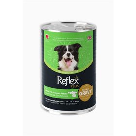 Reflex Plus Sos İçinde Et Parçacıklı Beyaz Balıklı ve Tatlı Patatesli 400 gr Yetişkin Köpek Maması