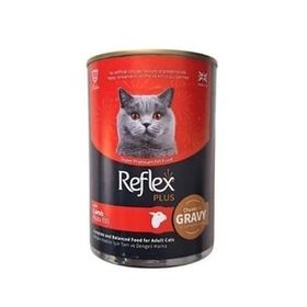Reflex Plus Sos İçinde Et Parçacıklı Kuzu Etli Yetişkin 400 gr Konserve Kedi Maması