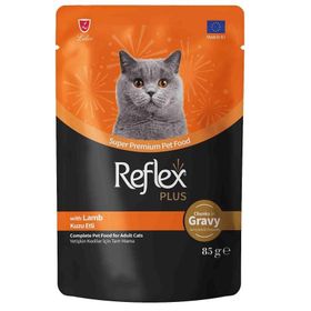 Reflex Plus Soslu Kuzu Etli 85 gr Yetişkin Kedi Konservesi