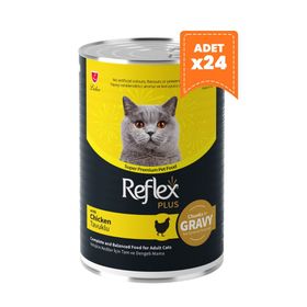 Reflex Plus Tavuklu Parça Etli Soslu 400 gr x 24 Adet Kedi Konservesi
