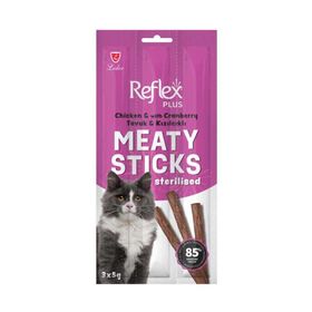 Reflex Plus Tavuklu ve Kızılcıklı Çubuk Kısırlaştırılmış 3x5 gr Kedi Stick