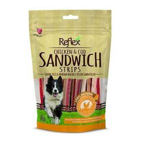 Reflex Tavuk ve Morina Balığı Sandwich Slice 6x80 gr Köpek Için Kurutulmuş Et Ödül Maması