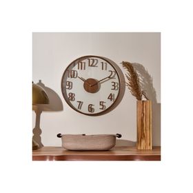 Regal 38 cm Kahverengi Şeffaf Modern Ahşap Duvar Saati