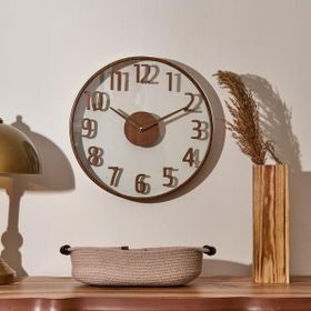 Regal 38 cm Kahverengi Şeffaf Modern Ahşap Duvar Saati
