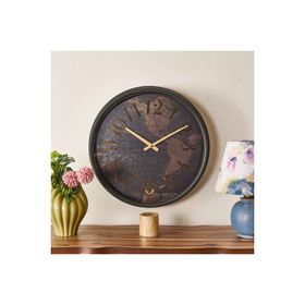 Regal 51 cm Kahverengi Dünya Haritalı Eskitme Metal Duvar Saati