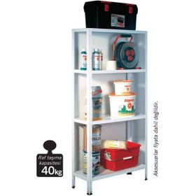 Regalux Metal 160x84x30 cm Beyaz 4 Katlı Raf