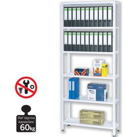 Regalux Metal 200x100x30 cm Beyaz 6 Katlı Raf