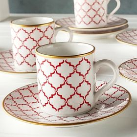 Regna Home Harmony Luna Kırmızı 6 Kişilik Kahve Fincan Takımı
