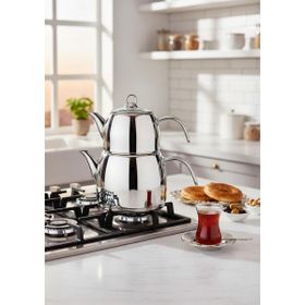 Regno 304 Paslanmaz Çelik 4.5 lt + 2.5 lt Çaydanlık Seti