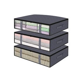 Rek Home 3 Adet Pencereli Gri 60x45x15 cm Baza Altı Yastık Yorgan Kazak Hurç