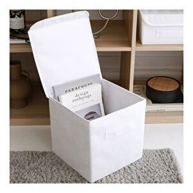 Rek Home Beyaz Kapaklı Dolap İçi Çamaşır Oyuncak Düzenleyici 28x28x28 cm Katlanır Saklama Kutusu