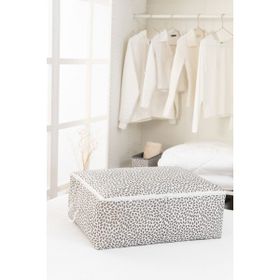 Rek Home Büyük Boy 62x46x22 cm Gri Yaprak Baskılı Baza Altı Yastık Yorgan Kazak Hurç