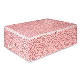 Rek Home Büyük Boy 62x46x22 cm Pudra Yaprak Baskılı Baza Altı Yastık Yorgan Kazak Hurç