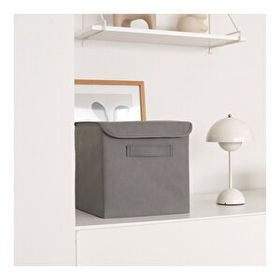 Rek Home Gri Kapaklı 28x28x28 cm Dolap İçi Çamaşır Oyuncak Düzenleyici Katlanır Saklama Kutusu