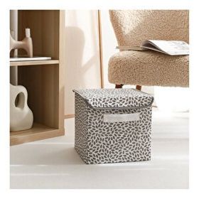 Rek Home Gri Yaprak Kapaklı 28x28x28 cm Dolap İçi Çamaşır Oyuncak Düzenleyici Katlanır Saklama Kutusu